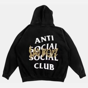 NWT Anti Social Social Club × Sadboyz Black and Gold Hoodie Large